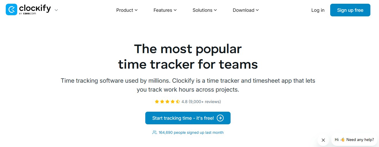 Clockify homepage