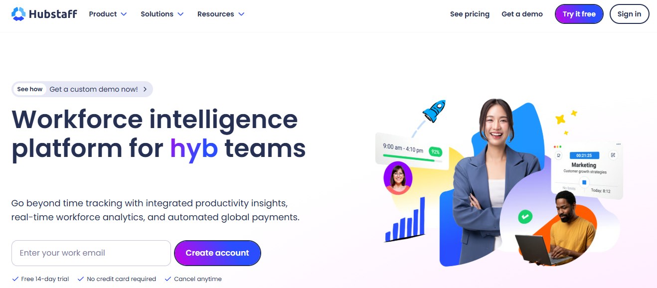 Hubstaff homepage